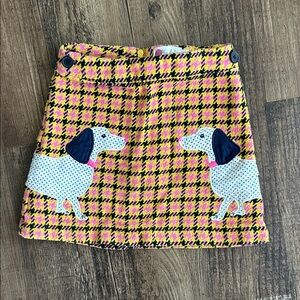 Mini Boden Pink and Yellow dachshunds Dog Pattern Mini Skirt